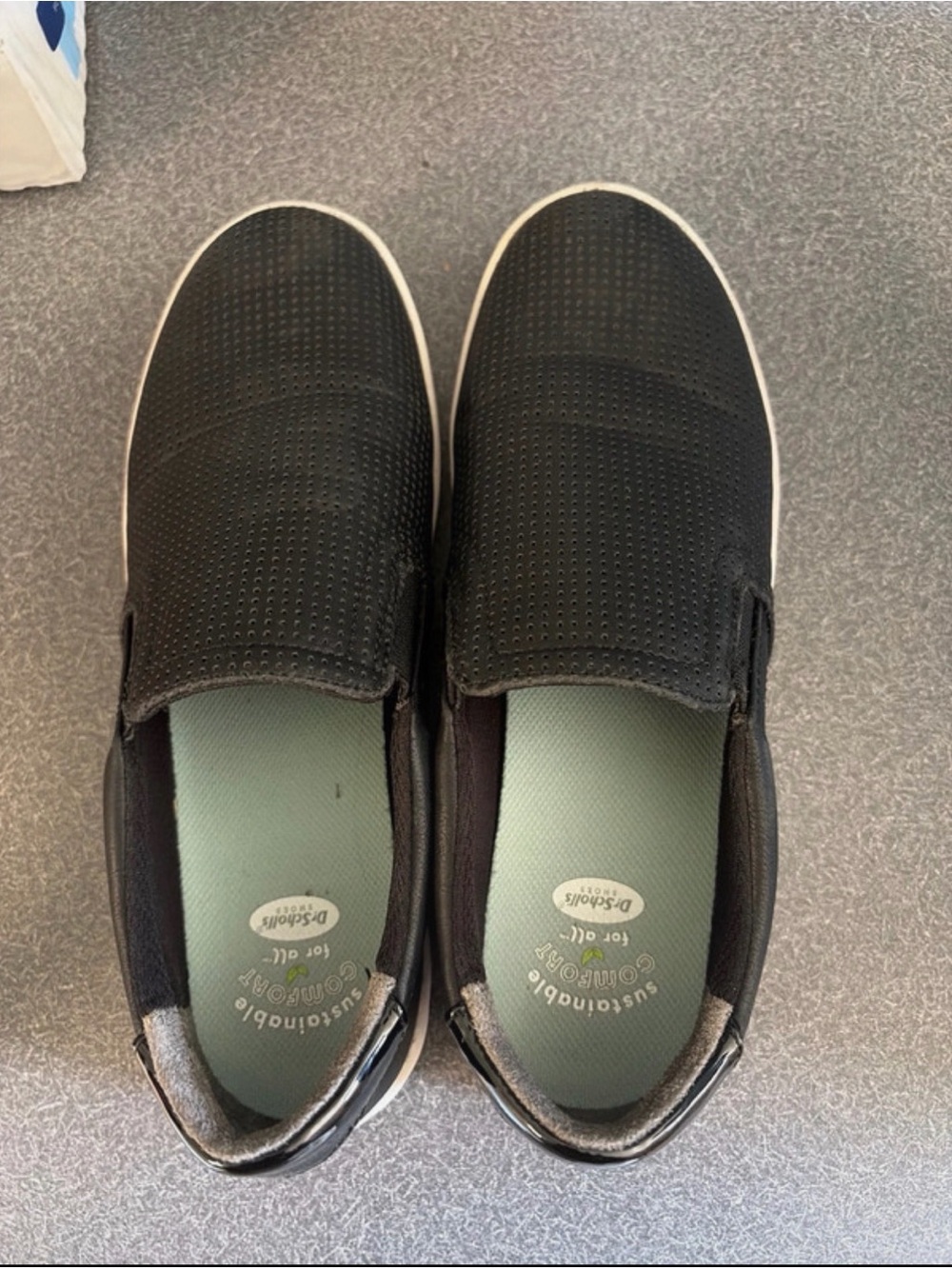 Dr. Scholl's Black Perforated Slip-On Comfort Flats